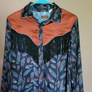 Women's Western Snap-Up Blouse Size M, Fitted